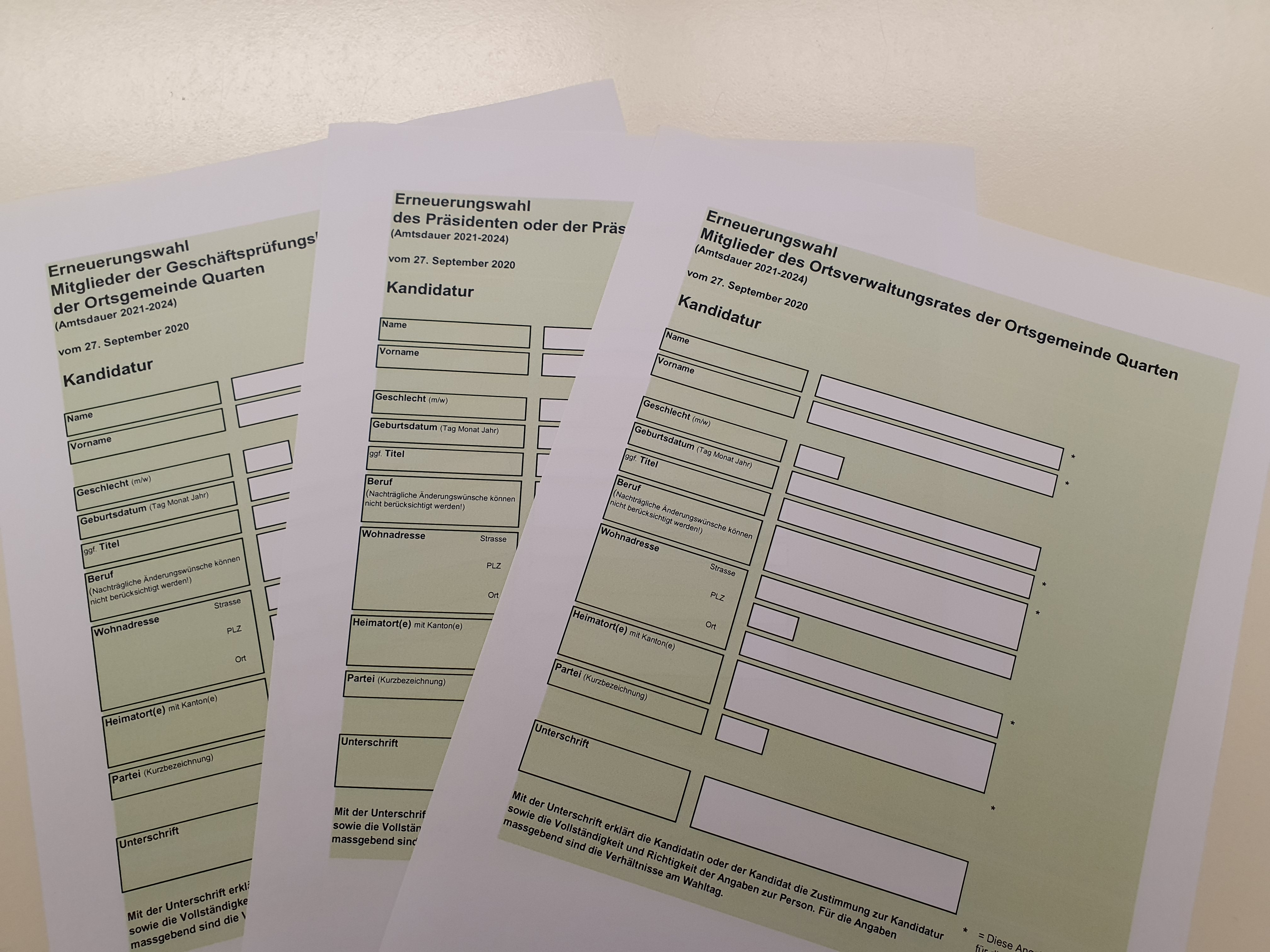 Gesamterneuerungswahlen für die Amtsdauer 2021 - 2024